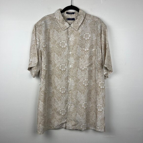 Cremieux Classics Men's Tan Floral 100% Lyocell Button Up Shirt Size Large - Picture 1 of 7